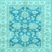 Square Machine Washable Oriental Light Blue Traditional Rug, wshabs2838lblu