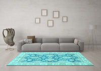 Machine Washable Oriental Light Blue Traditional Rug, wshabs2838lblu