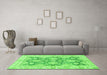 Machine Washable Oriental Green Traditional Area Rugs in a Living Room,, wshabs2838grn