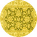 Round Machine Washable Oriental Yellow Traditional Rug, wshabs2838yw