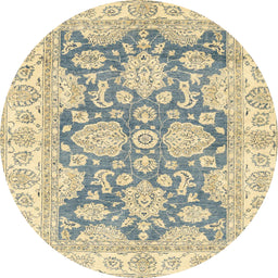 Round Abstract Brown Gold Oriental Rug, abs2838