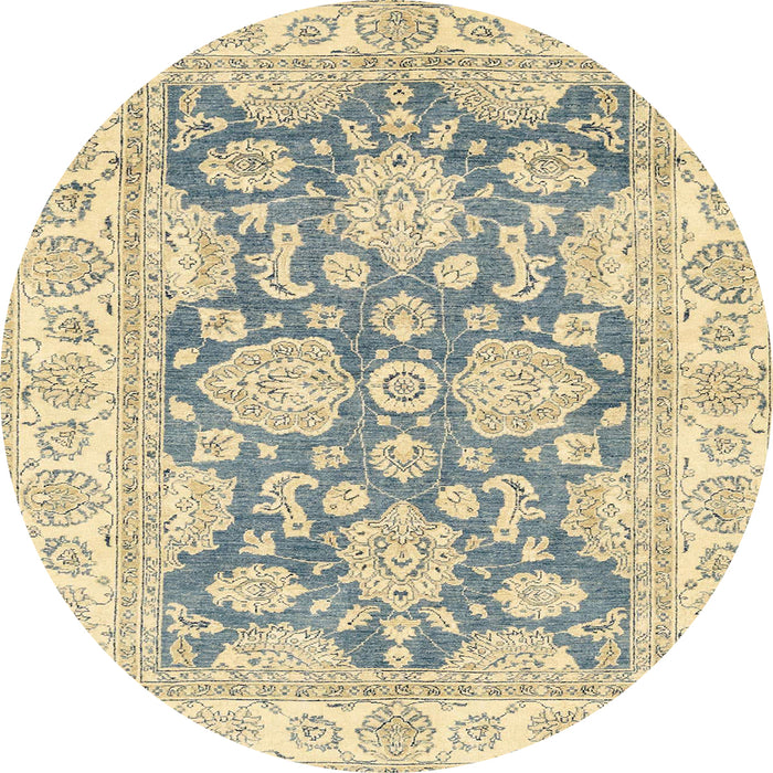Round Abstract Brown Gold Oriental Rug, abs2838
