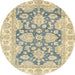 Round Abstract Brown Gold Oriental Rug, abs2838