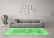 Machine Washable Oriental Emerald Green Traditional Area Rugs in a Living Room,, wshabs2838emgrn