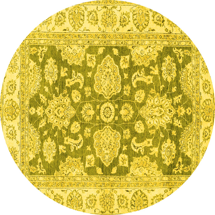 Round Oriental Yellow Traditional Rug, abs2838yw