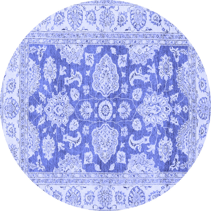 Round Machine Washable Oriental Blue Traditional Rug, wshabs2838blu