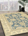 Abstract Brown Gold Oriental Rug in Family Room, abs2838