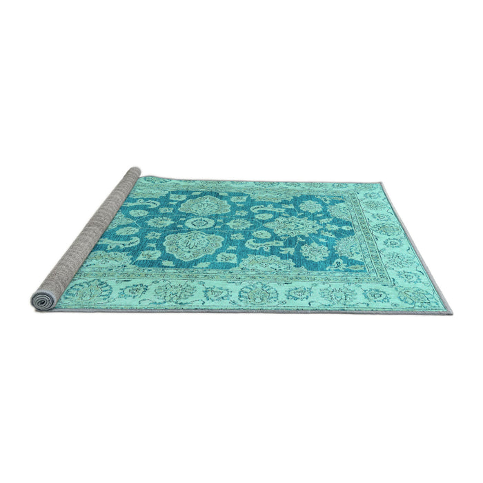 Sideview of Machine Washable Oriental Light Blue Traditional Rug, wshabs2838lblu