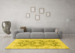 Machine Washable Oriental Yellow Traditional Rug in a Living Room, wshabs2838yw