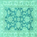 Square Oriental Turquoise Traditional Rug, abs2838turq