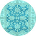 Round Oriental Light Blue Traditional Rug, abs2838lblu