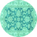 Round Oriental Turquoise Traditional Rug, abs2838turq