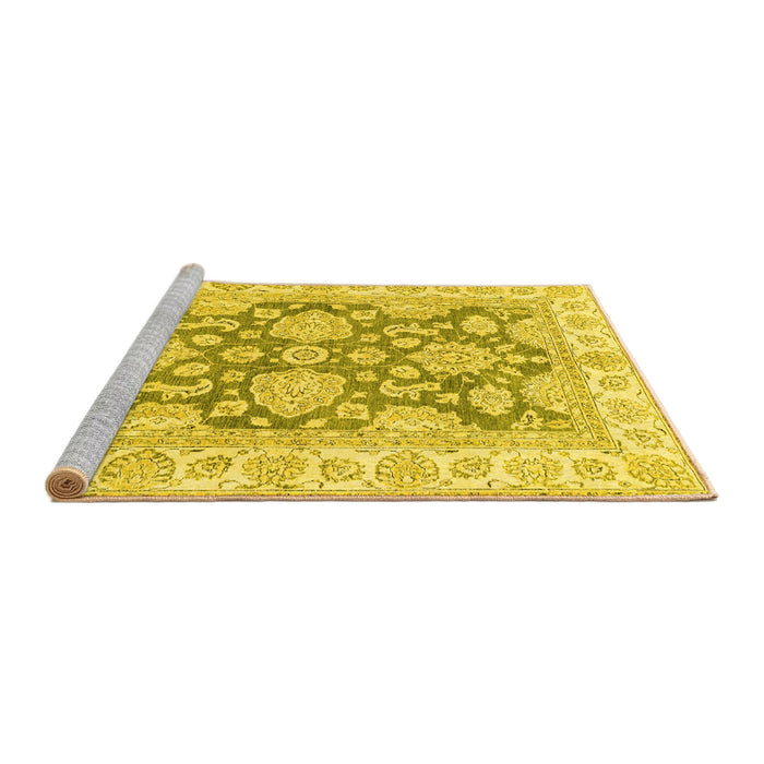 Sideview of Machine Washable Oriental Yellow Traditional Rug, wshabs2838yw