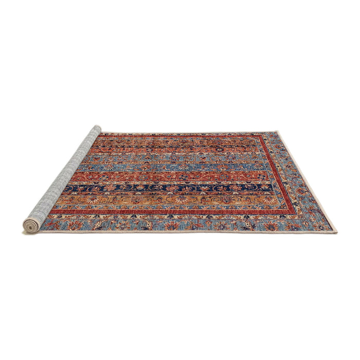 Sideview of Machine Washable Abstract Brown Red Rug, wshabs2839