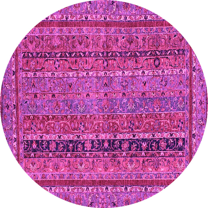 Round Machine Washable Abstract Pink Modern Rug, wshabs2839pnk