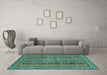 Machine Washable Abstract Turquoise Modern Area Rugs in a Living Room,, wshabs2839turq