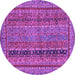 Round Machine Washable Abstract Purple Modern Area Rugs, wshabs2839pur