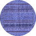 Round Machine Washable Abstract Blue Modern Rug, wshabs2839blu