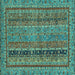 Square Machine Washable Abstract Turquoise Modern Area Rugs, wshabs2839turq