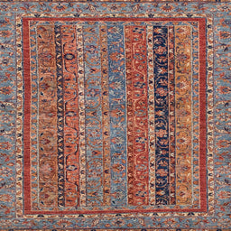 Square Machine Washable Abstract Brown Red Rug, wshabs2839