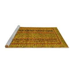 Sideview of Machine Washable Abstract Yellow Modern Rug, wshabs2839yw