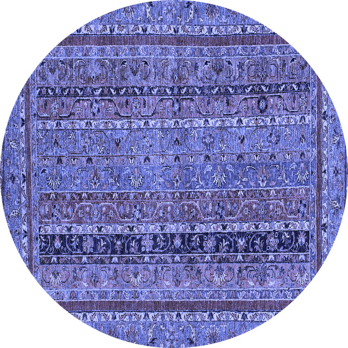 Round Abstract Blue Modern Rug, abs2839blu