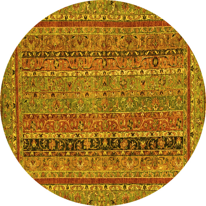 Round Abstract Yellow Modern Rug, abs2839yw