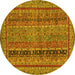 Round Abstract Yellow Modern Rug, abs2839yw