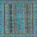 Square Abstract Light Blue Modern Rug, abs2839lblu