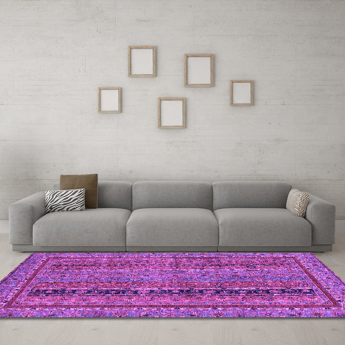 Machine Washable Abstract Purple Modern Area Rugs in a Living Room, wshabs2839pur