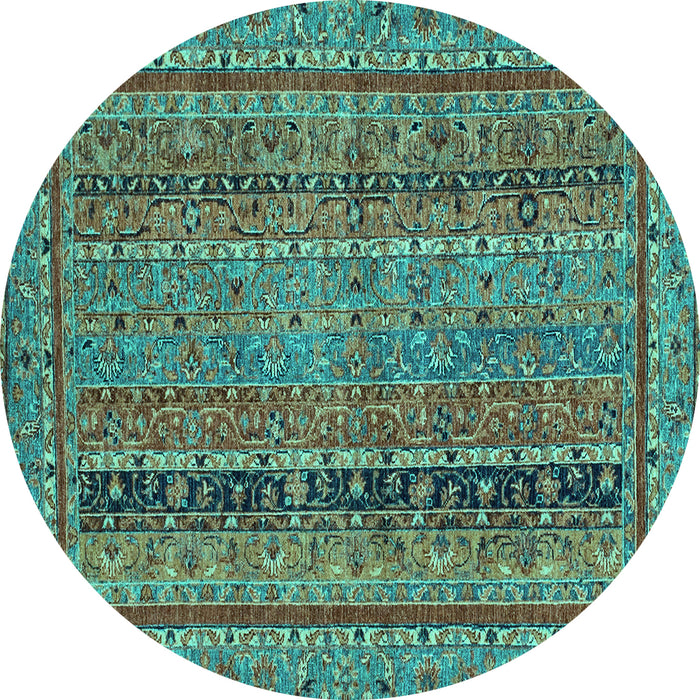 Round Abstract Turquoise Modern Rug, abs2839turq