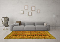 Machine Washable Abstract Yellow Modern Rug, wshabs2839yw