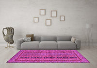 Machine Washable Abstract Pink Modern Rug, wshabs2839pnk