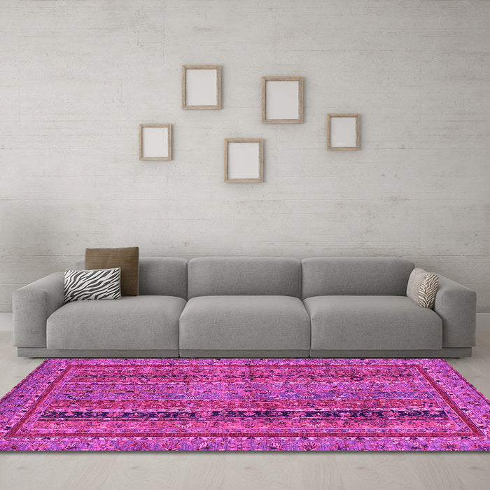 Machine Washable Abstract Pink Modern Rug in a Living Room, wshabs2839pnk