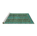 Sideview of Machine Washable Abstract Turquoise Modern Area Rugs, wshabs2839turq