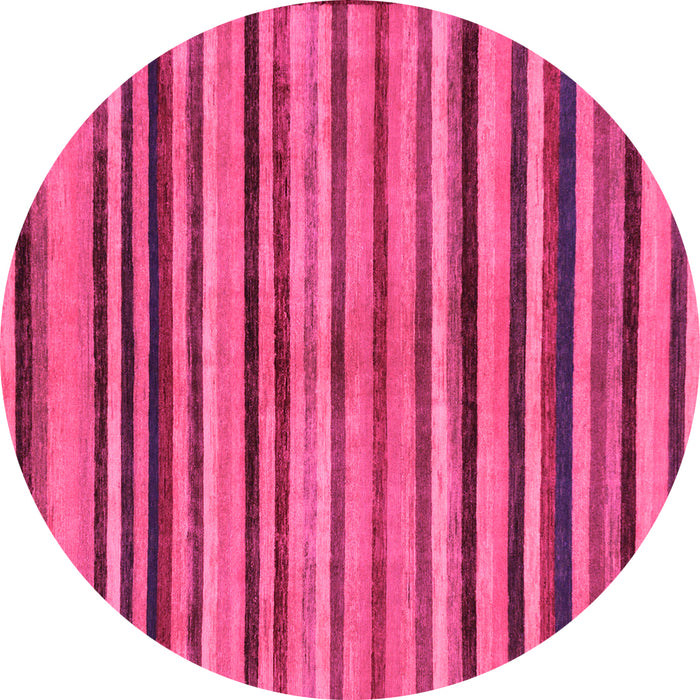 Round Machine Washable Oriental Pink Modern Rug, wshabs283pnk