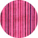 Round Machine Washable Oriental Pink Modern Rug, wshabs283pnk