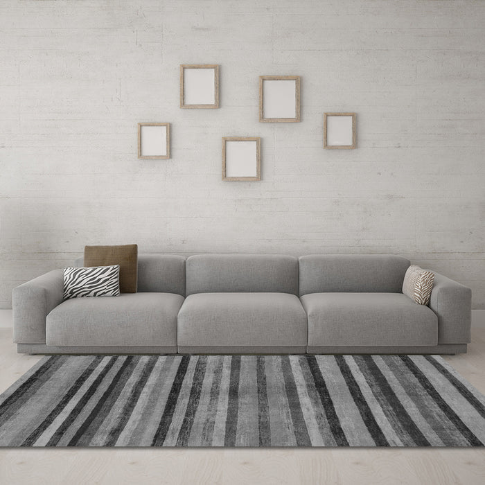 Machine Washable Oriental Gray Modern Rug in a Living Room,, wshabs283gry
