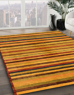 Abstract Dark Orange Oriental Rug in Family Room, abs283