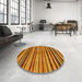 Round Abstract Dark Orange Oriental Rug in a Office, abs283