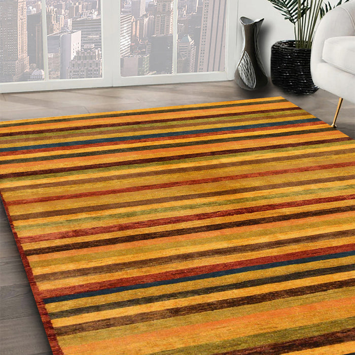 Abstract Dark Orange Oriental Rug in Family Room, abs283