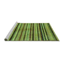Sideview of Machine Washable Oriental Turquoise Modern Area Rugs, wshabs283turq