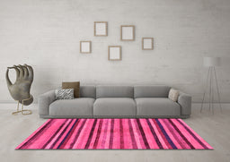 Machine Washable Oriental Pink Modern Rug in a Living Room, wshabs283pnk