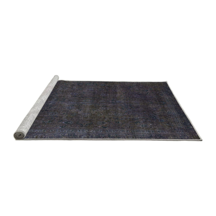 Sideview of Machine Washable Abstract Gunmetal Green Rug, wshabs2840