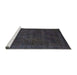 Sideview of Machine Washable Abstract Gunmetal Green Rug, wshabs2840