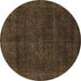 Round Abstract Brown Modern Rug, abs2840brn