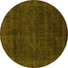 Round Machine Washable Abstract Yellow Modern Rug, wshabs2840yw