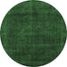 Round Abstract Emerald Green Modern Rug, abs2840emgrn