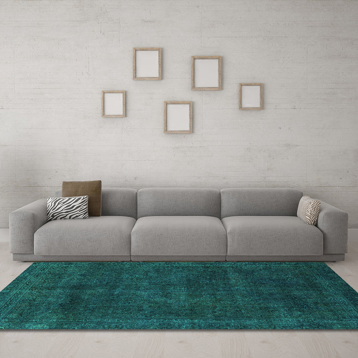 Machine Washable Abstract Turquoise Modern Area Rugs in a Living Room,, wshabs2840turq