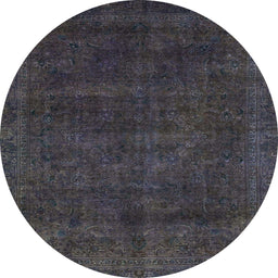 Round Abstract Gunmetal Green Modern Rug, abs2840